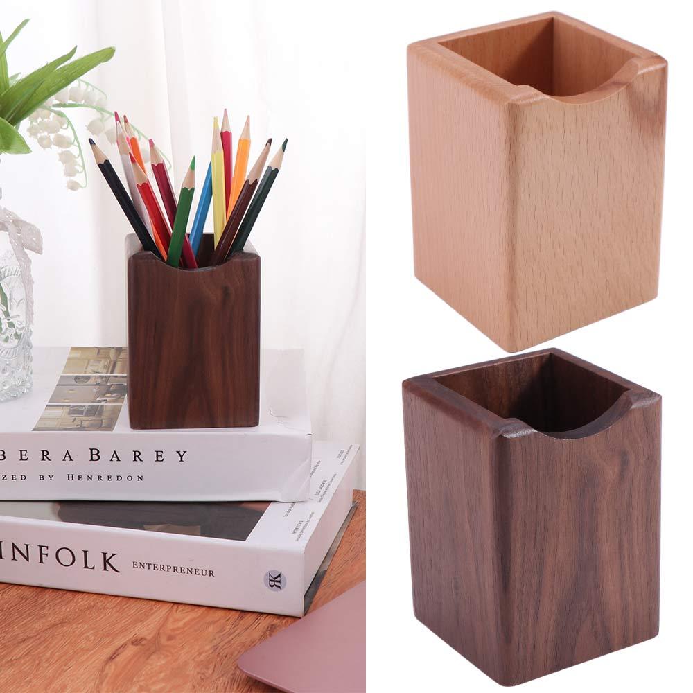 

Large Capacity Wood Storage Box Multiple-use Desk Organizer Pen Container Pen Holder Cup School beech