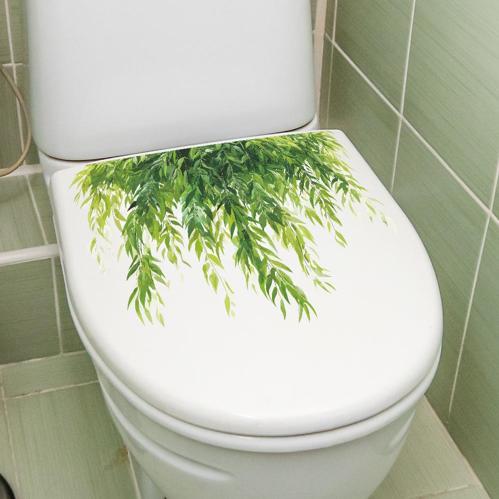 Fresh Hanging Green Plants Wall Sticker Waterproof Self Adhesive Removable Eco Friendly PVC Toilet Bathroom Decor Sticker