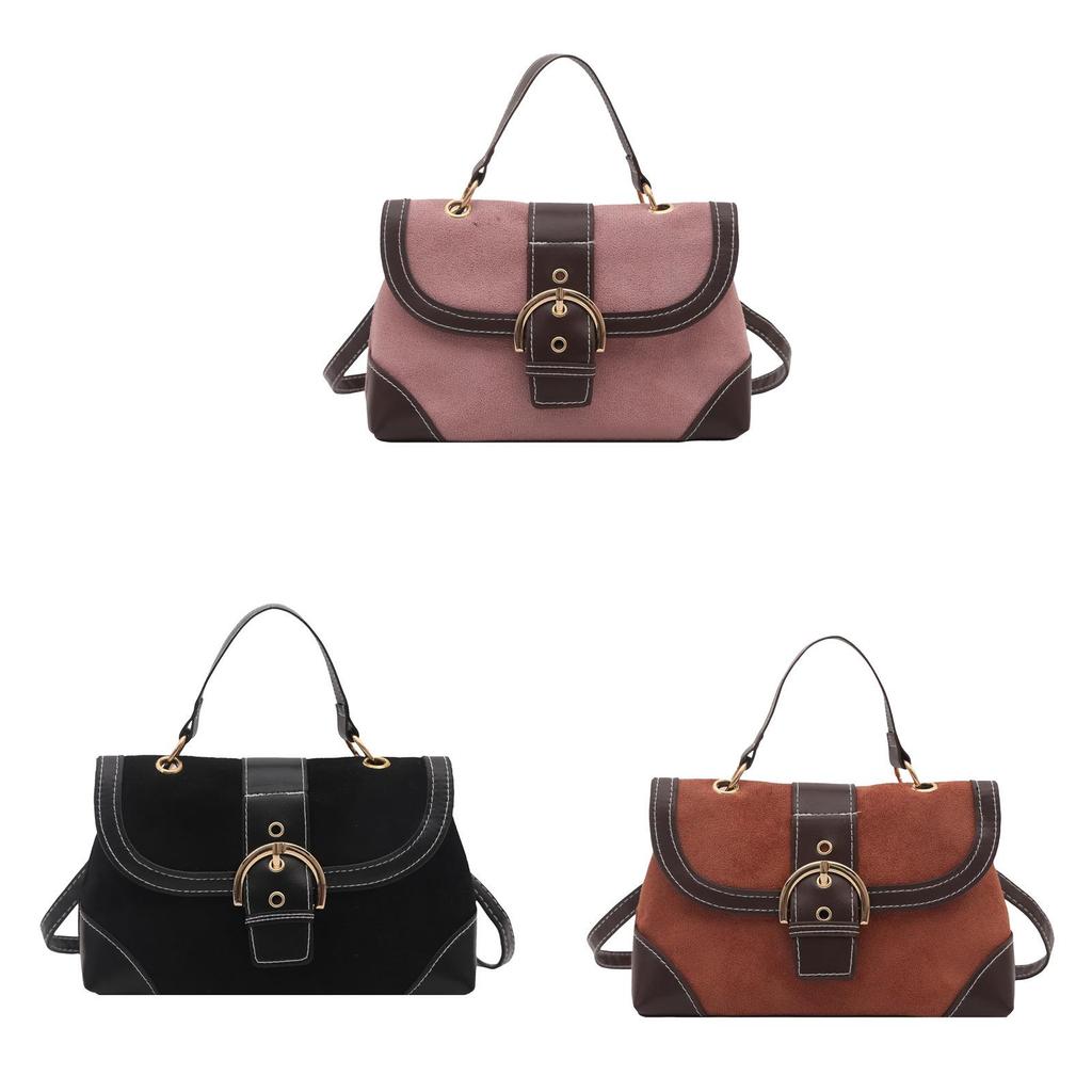 Vintage Suede Handbag For Women With Zipper Closure For Daily Use