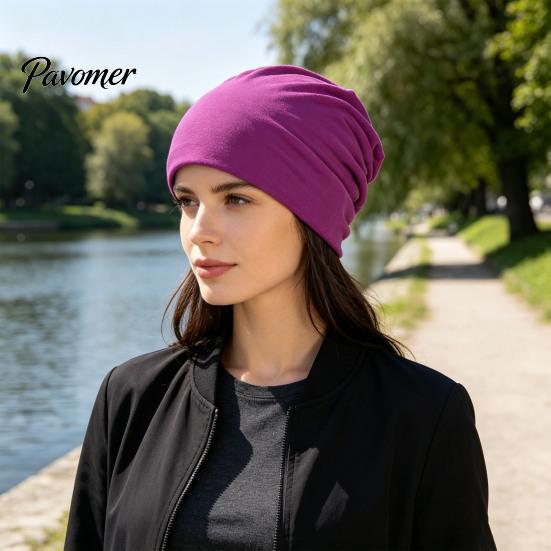 Breathable Fabric Sun Protection Hat Slouchy Hip-Hop Hat, Solid Color Soft Chemo Headwear, Temperature Locking Winter Lightweight Cancer Cap for Women