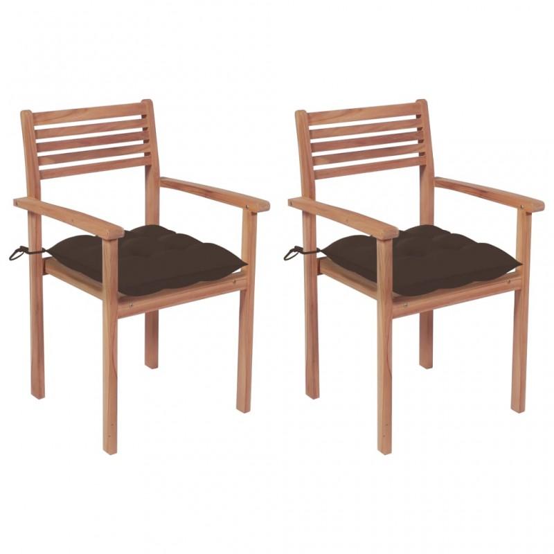 Day and Night - Day and Night Garden Chairs 2 Units Teak Wood with Taupe Gray Cushions