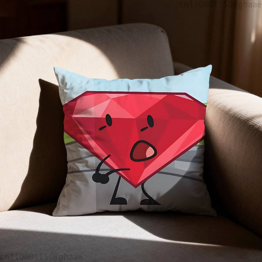 Funny Anime BFDI Pillow Case Antidustmite Pillowcase Invisible Zipper Silky Short Plush Sofa Cushion Cover
