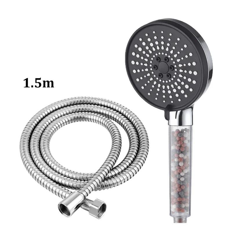 Adjustment 5-speed Water Filter Shower Head High Pressure Negative Ion Hard Water Softening Shower Head Set