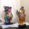 American Home Decor Creative Owl Gentleman Lady Sculpture Interior Vestibule Living Room Desktop Animal Figurines Decoration