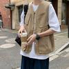 Gilet Cargo pour Homme Sans Manches Simple Boutonnage Poches Design Sports Couleur Unie Multi Gilet Vêtement de Rue Extérieur