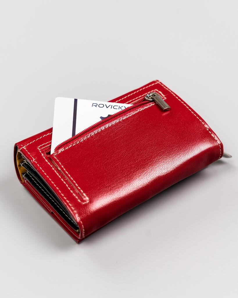Women's leather wallet with snap closure - Rovicky