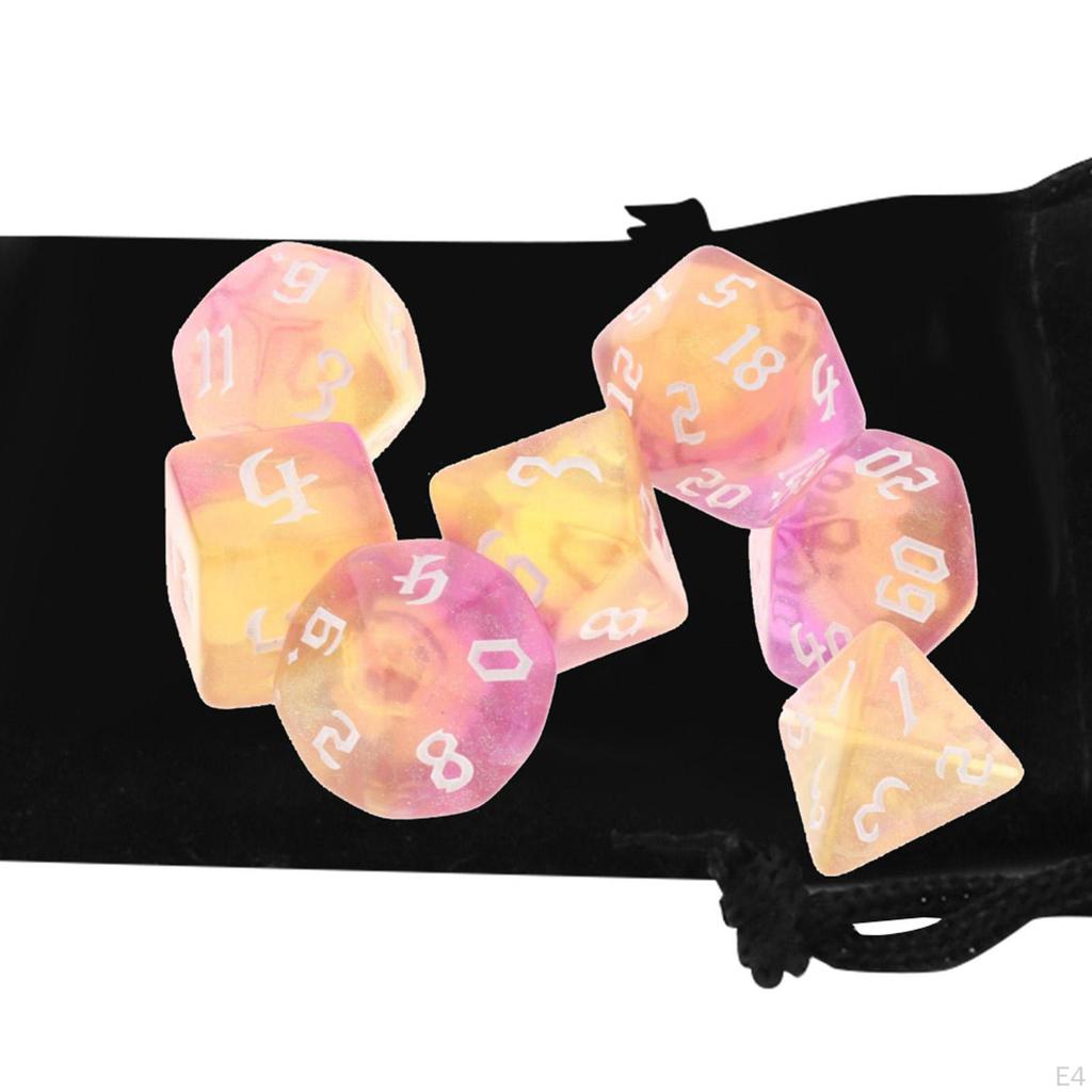 Acrylic Polyhedral Dices Set Toys D8 D10 D12 D20 with Pouch for DND RPG Role Playing Board Game