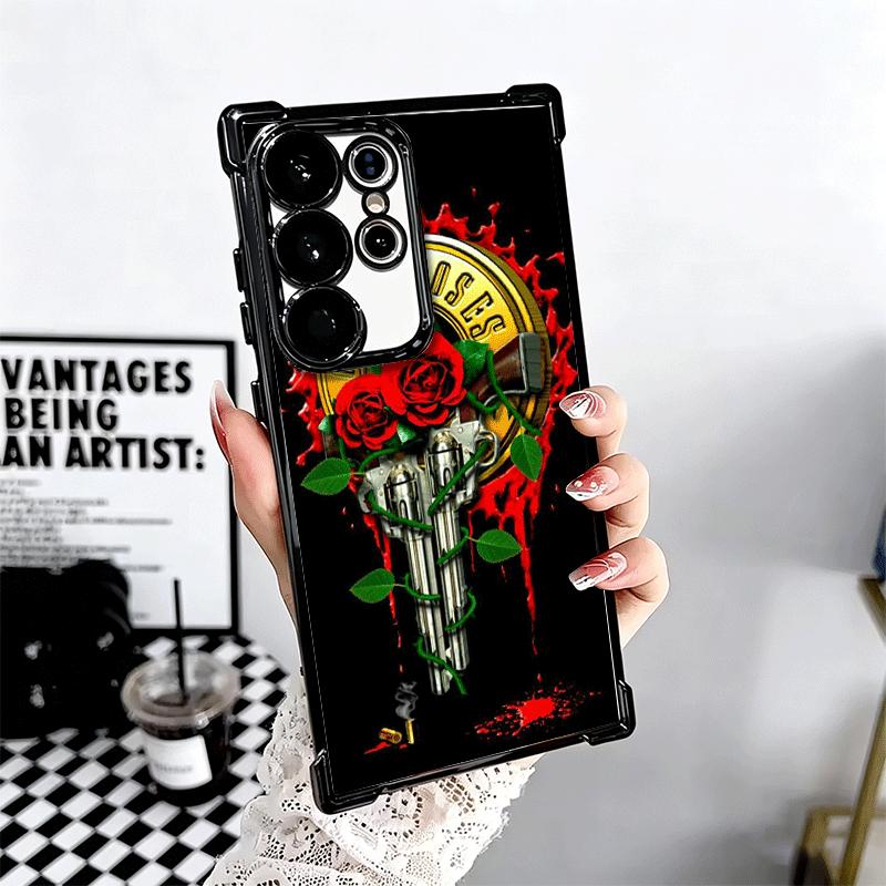 Band G-Guns N R-Roses Plating Phone Case For Samsung Galaxy S24 S25 FE S26 Edge S23 Ultra S22 S21 Plus S20 Anti-Fall Airabag Cov