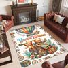 Teddy Bear Theme Crystal Velvet Rug Personalized Custom Name Text Soft Floor Mat Home Decor