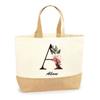 Cabas de Plage - PLANETEE - Albane - Jute naturel - Motif Lettre Fleur - Fabriqué en France