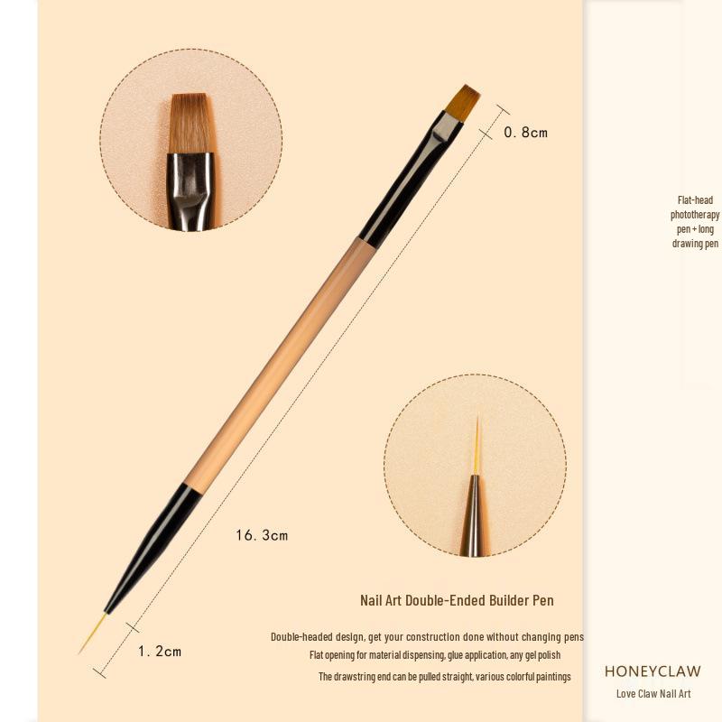 Japanese Dual-Ended Gel Pen for Nail Art: Light-Curing Brush for Painting, Outlining, and Stripping with Round & Flat Head