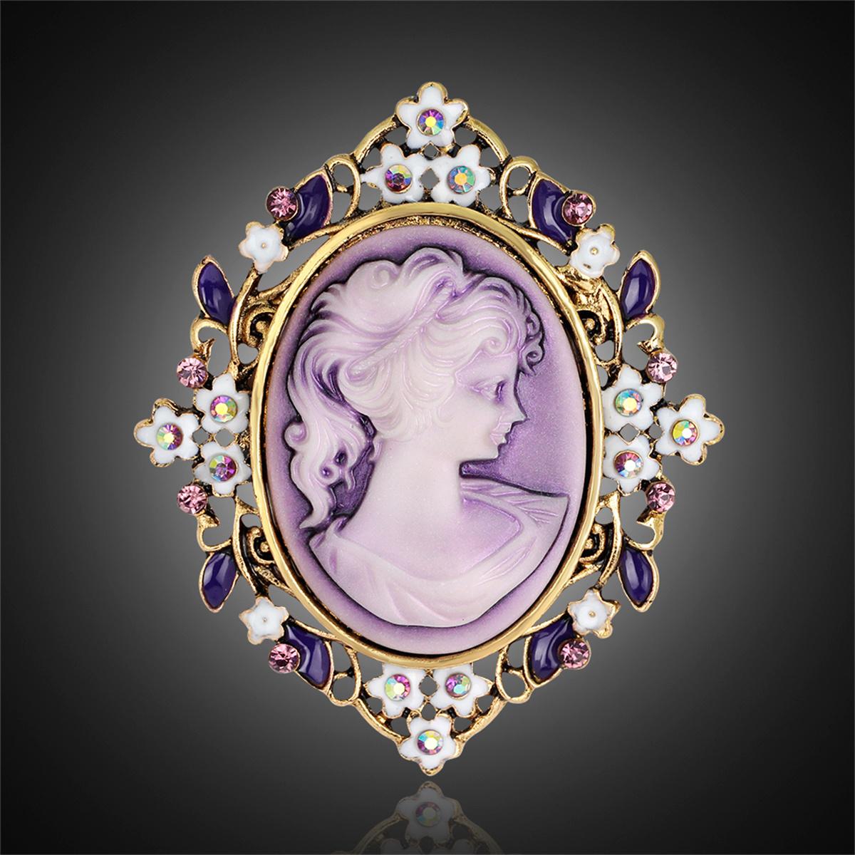 

Винтажные готические хрустальные стразы броши в виде головы камеи для женщин королевская камея красавица брошь булавки одежда аксессуары подарок