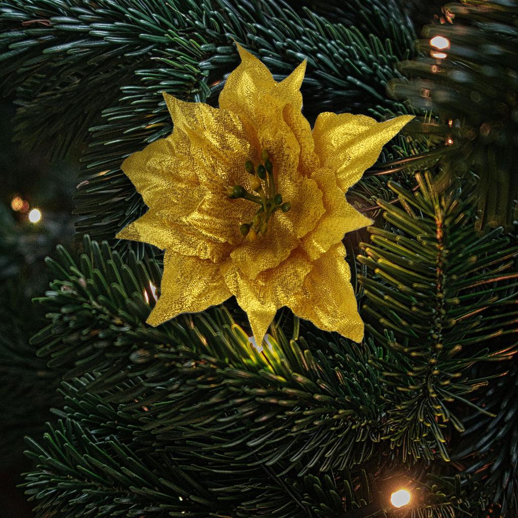 7Pcs Christmas Artificial Flowers Glitter Pe Decor Flower Accessories for Garland Centerpiece Fireplace Decoration
