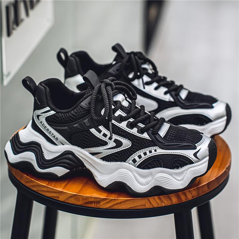 

2025 new thick-soled heightening dad shoes men s mesh sports shoes student casual men s shoes GZ1227 39 чёрный