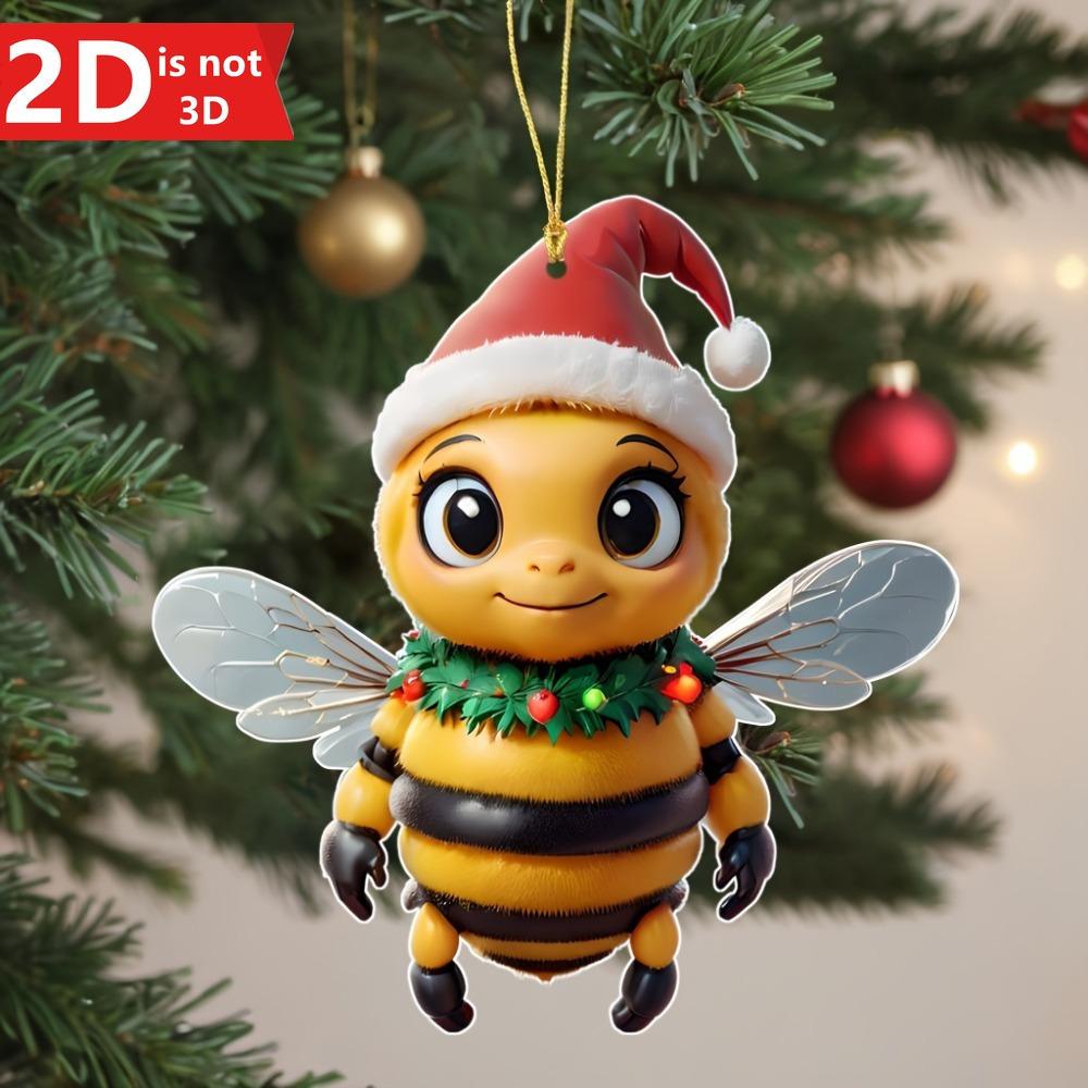 

Christmas tree bees with holiday hats, perfect for home and car decor. чистый
