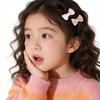 6Pcs/Set Sweet Bowknot Baby Hair Clips Grid Flower Dot Cotton Fabric Barrettes Girls Headwear Princess Kids Hair Accessories