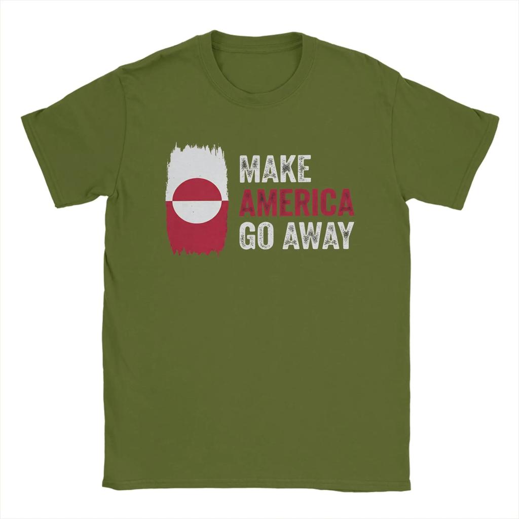 Awesome Greenland Make America Go Away Tshirts For Unisex Round Neck Cotton T Shirts Short Sleeve Tees Printed Clothing