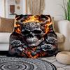 "Flaming Devil Skull with Roses Wall Art Print"Blanket Flannel Throw Blanket for Sofa, Bed, Travel, Camping, Office, Couch, Chair, And Bed G