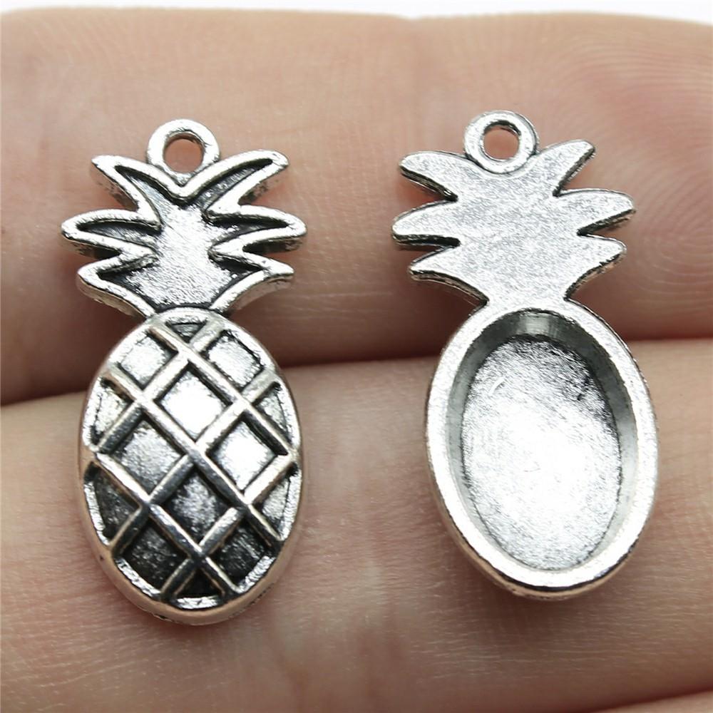10pcs Tibetan Bronze Silver Color Pendants Antique Jewelry Making DIY Handmade Craft Pineapple Charms For Jewelry Making