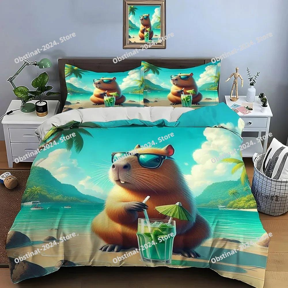 3D Adorable Lovely Carton Capybara Print Beding Set Soft Duvet Cover featuring Pilowcases Adult People plus Children Beding Set Premium Gifts