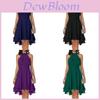 Elegantes ärmelloses Leinenkleid mit fließendem Chiffonstoff für Büro und Freizeit