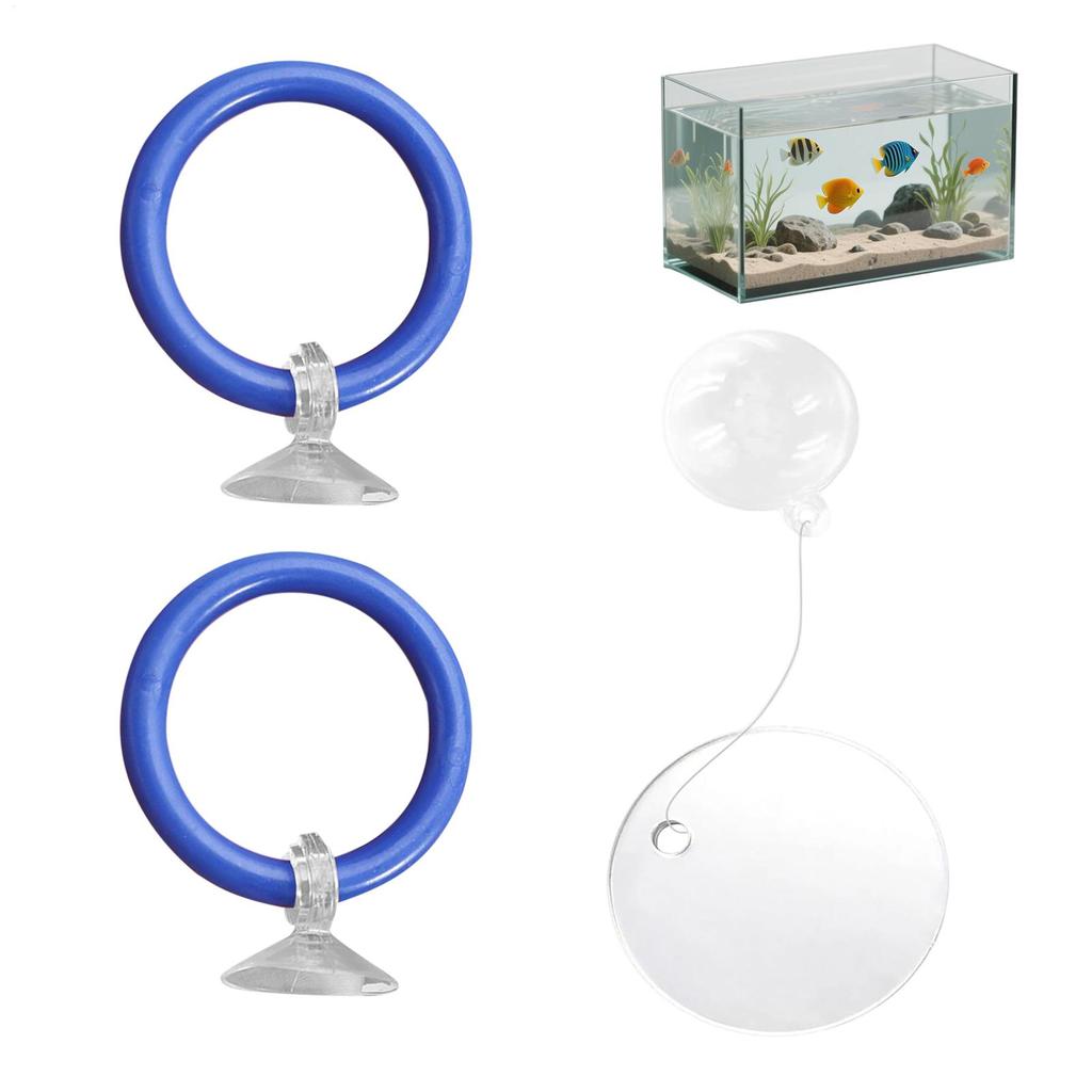 2Pcs Fish Training Ring Suction Cup Fish Tank Feeding Ring Fish Tail Toy Betta Training Circle Fish Tank Decorative Enrichment