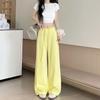 Space Cotton High Waist Drawstring Wide Leg Lounge Pants For Women With Pockets
