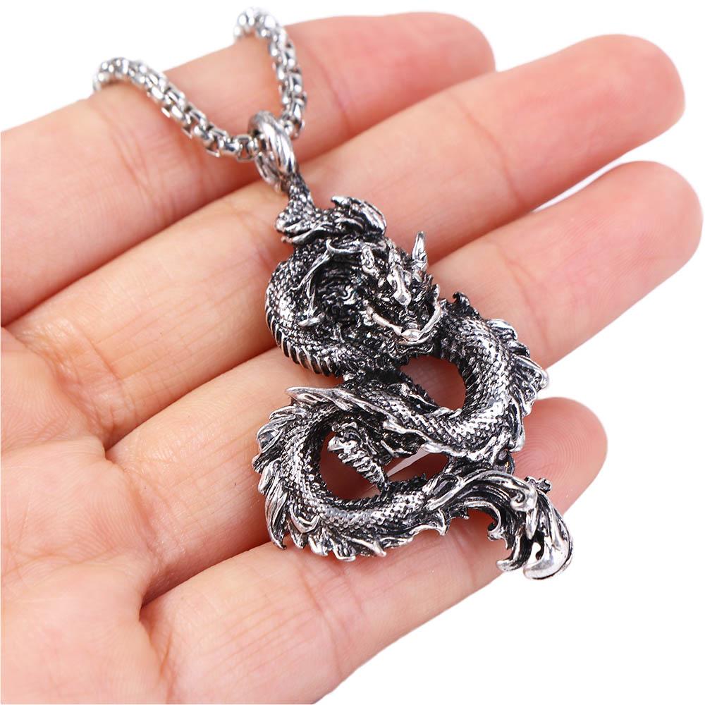 Steel Punk Hiphop Cuban Chain Man Chain Necklace Neck Jewelry Dragon Pendant Korean Clavicle Choker