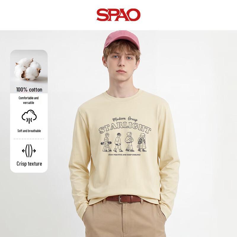 SPAO Men s Academy Style 100% Cotton Long-Sleeve T-Shirt 2XL