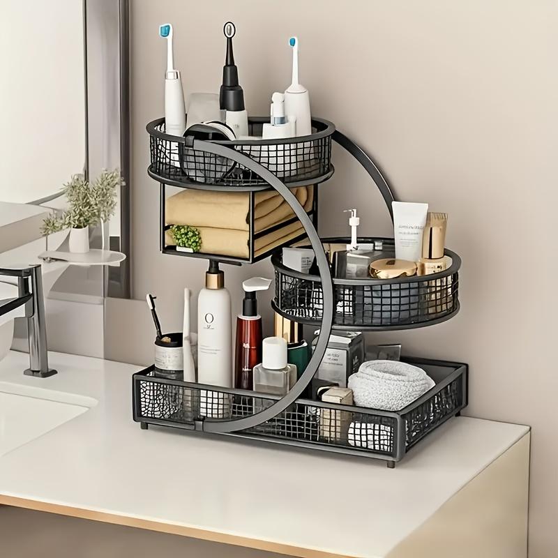 3-stöckige moderne Metall-Kosmetik-Aufbewahrungsbox Schminktisch-Organizer Keine Installation für Make-up-Zubehör erforderlich
