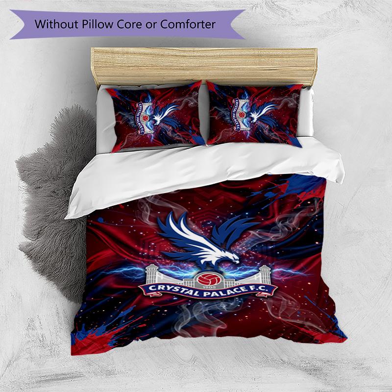 Crystal Palace Football Printed 3 Pieces Bedding Set, Comfortable Skin Friendly Bedroom Duvet Cover Set