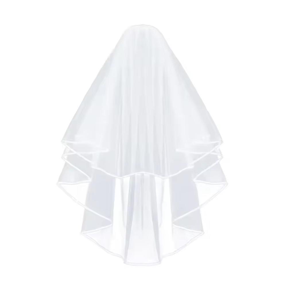 1pc White Simple Ribbon Edge Soft Tulle Wedding Veils with Comb Marriage Wedding Accessories