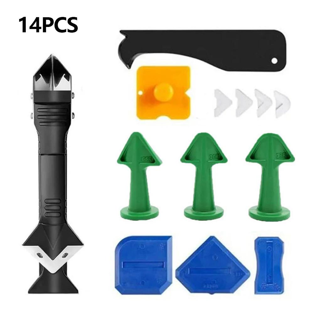 

5 In 1 Silicone Mould Removal Sealant Smooth Scraper Caulk Finisher Grout Kit Hand Tools Set For Car Window Kitchens Bathrooms зелений