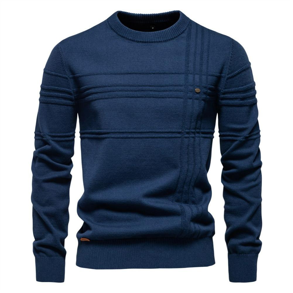 Herbst- und Winter Herren Rundhals-Pullover Hochwertiger Herren Einfarbpullover