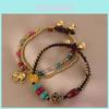 Vintage Elephant Charm Colorful Geometric Beads Bracelet Artisanal Handcrafted String Band For Women