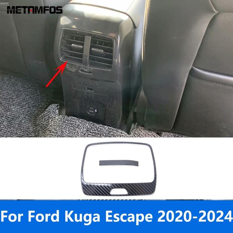For Ford Kuga Escape - 2024 Carbon Fiber Armrest Box Rear Air Condition Vent Outlet Cover Trim Accessories Car Styling