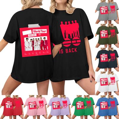 Women's Casual Printed T-Shirt Round Neck Pullover Short Sleeve Top
