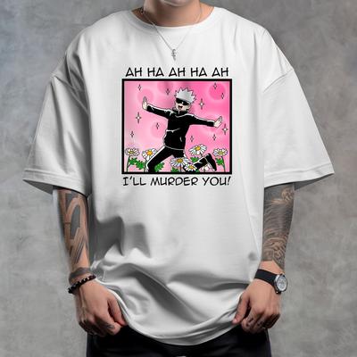 Summer T-shirt Jujutsu Kaisen Men Women Goji Anime Harajuku Retro Short Sleeve Loose Oversized Casual Fitness Comfort Y2k Top