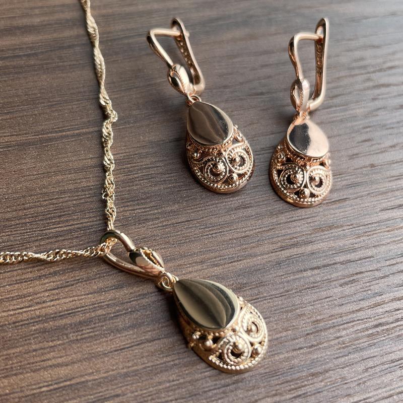 Kinel Rose Gold Pendant Earrings Women's Vintage Drop Earrings