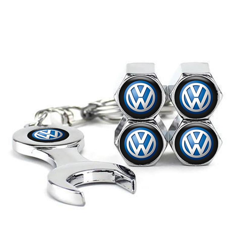 5pcs Metal Car Wheel Tire Valve Caps Case Tools Included For Volkswagen VW GTI Golf Polo Passat CC Tiguan T-ROC Jetta Taigo MK3 zf9
