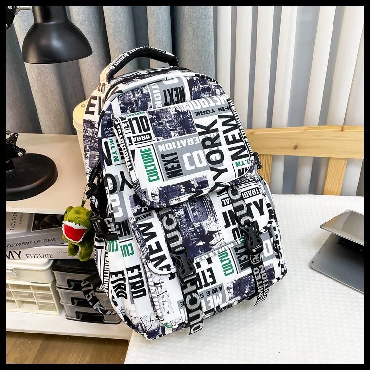 Schoolbag trendy cool graffiti boys junior high school students Internet celebrity schoolbag men large capacity fashion casual versatile backpack