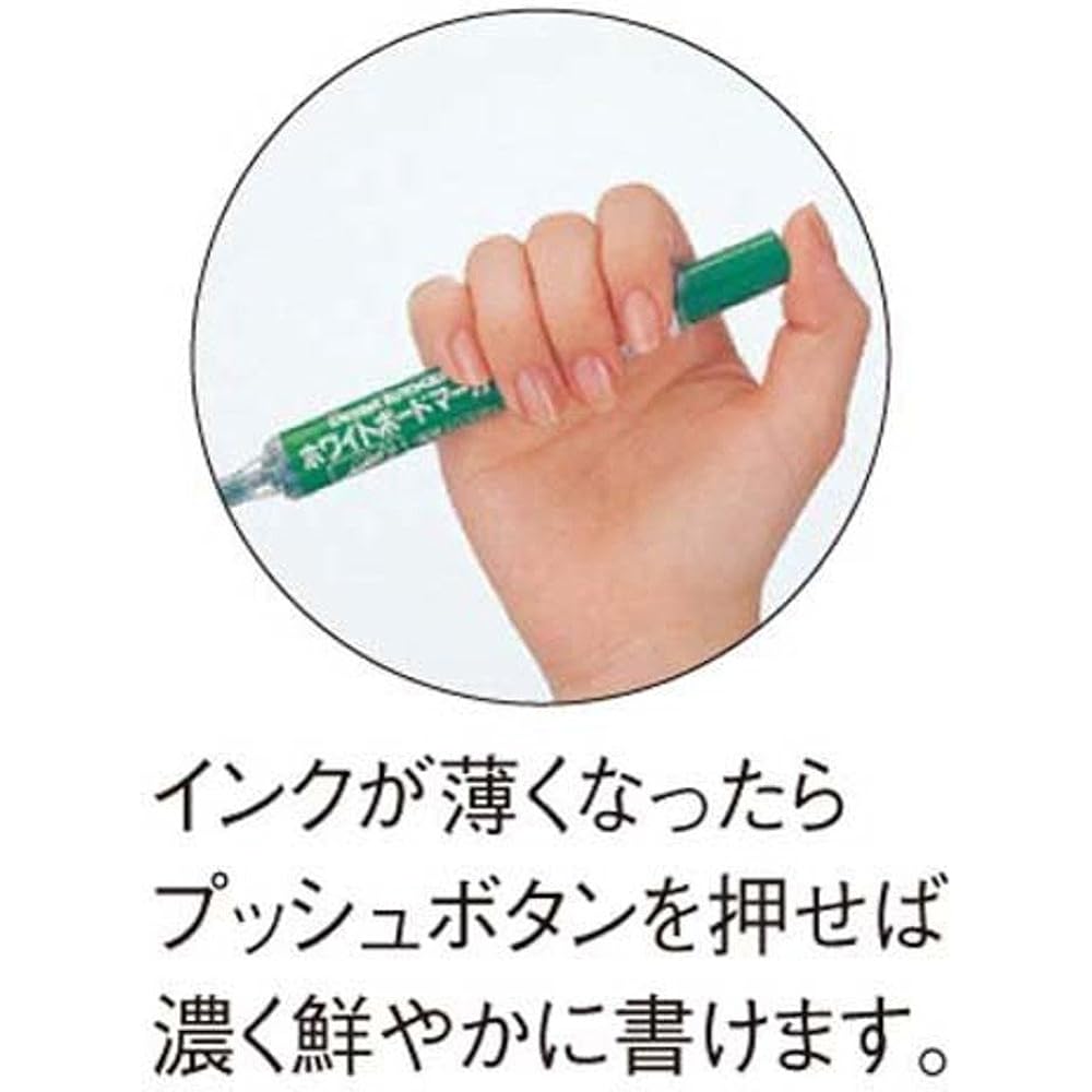 Pentel Whiteboard Marker Knock EMWLS-D Round Core Fine Letter Green 1.6cm x 13.5cm
