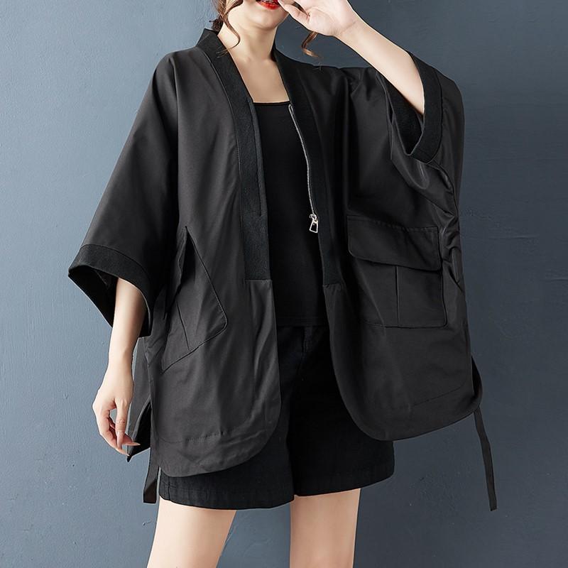 Plus size Black jaket causal loose spring autumn women Jacket Coat
