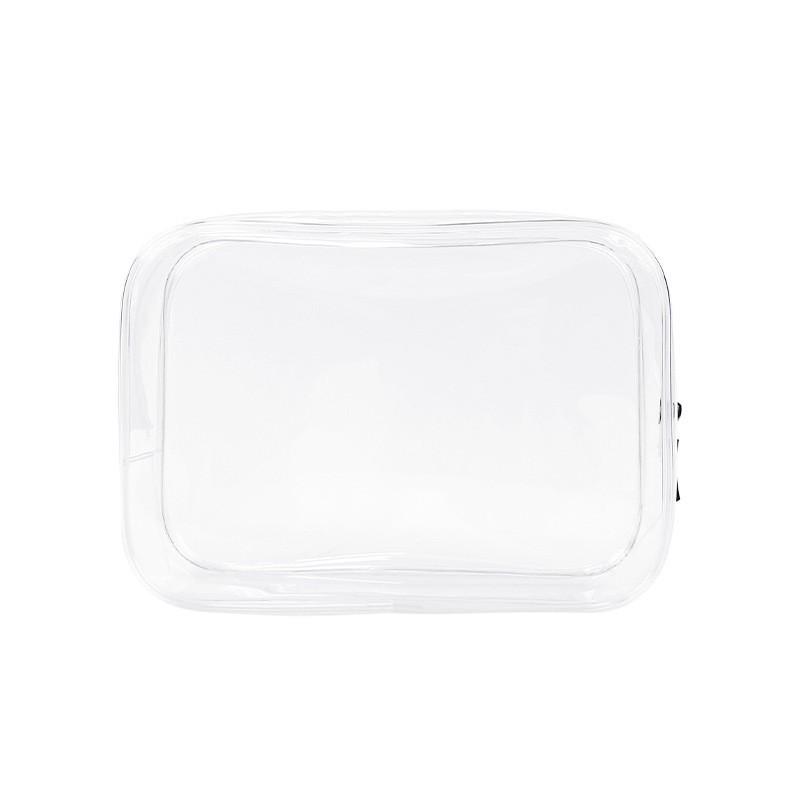 PVC Transparent Toiletry Bag Set: Waterproof, Multifunctional, Three-Piece Travel Makeup Storage with Printed Logo.