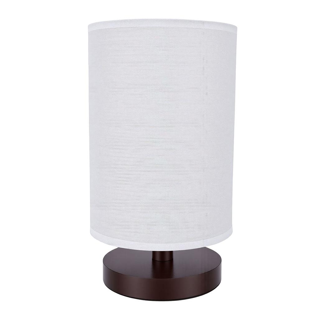 Small Table Lamp for Bedroom Minimalist Nightstand Light with Linen Shade LED Desk Lamp for Living Room College Dorm