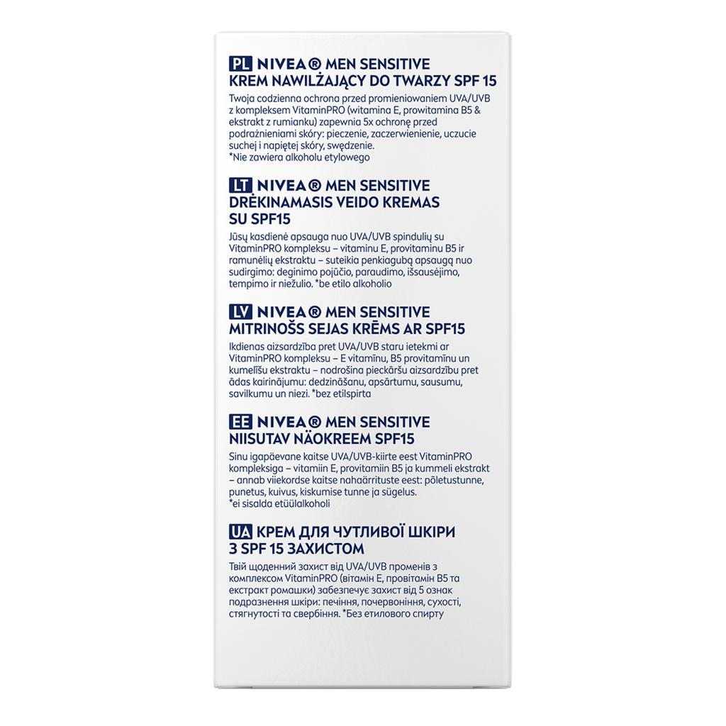 Nivea Men Sensitive Kojący Męski Krem Nawilżający Spf 15 Wit. E I B5 75Ml