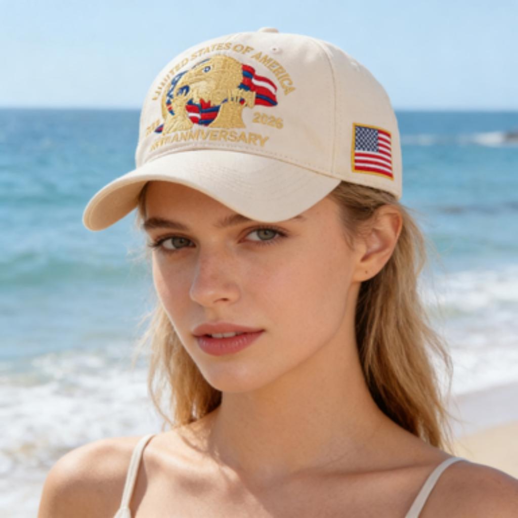 Berretto da Baseball Vintage USA 250° Anniversario 1776-2026 Ricamo Aquila Libertà Regolabile Cappello da Papà Cappello Patriottico da Esterno