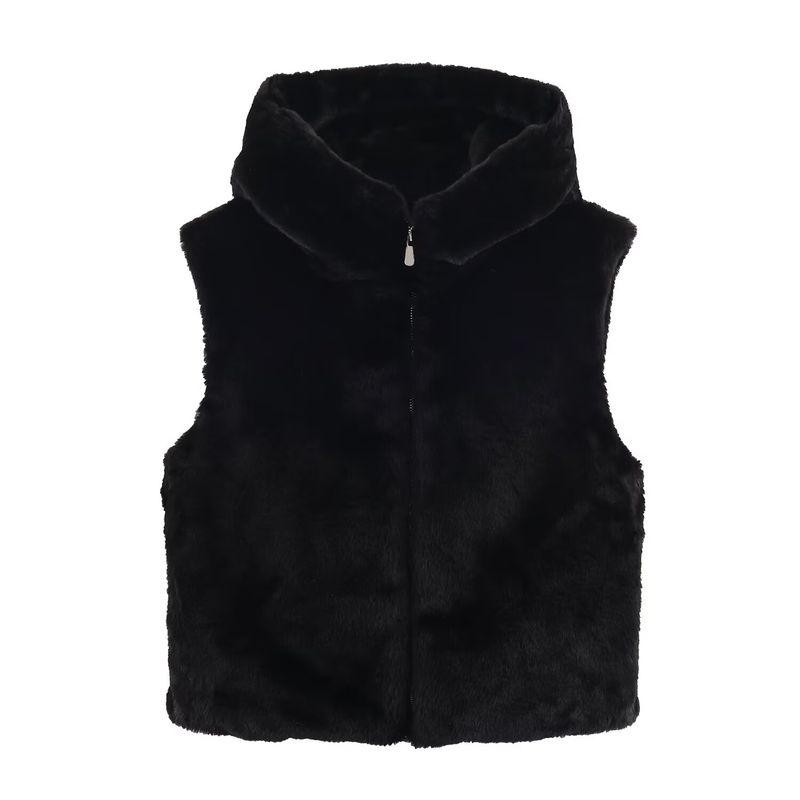 Za Autumn and Winter New Arrivals Women's Clothing Zr European and American Style Fashionable Hooded Faux Fur Effect Vest 6318800