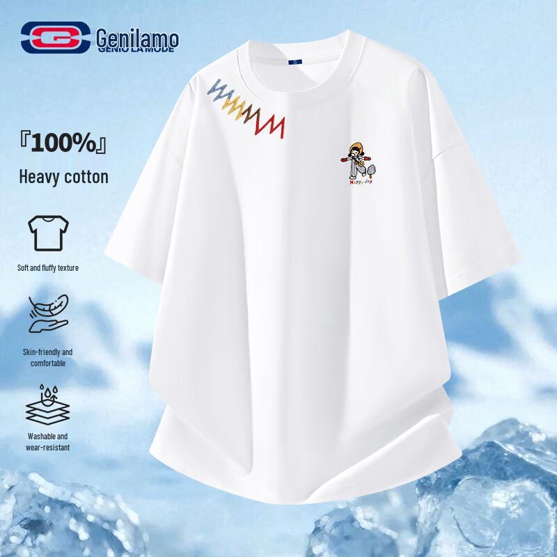 GENIOLAMODE Unisex Pure Cotton Short Sleeve T-Shirt S