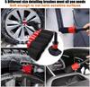 Red 28-Piece Car Cleaning Brush Set for Tires and Interior with Electric Drill Attachment